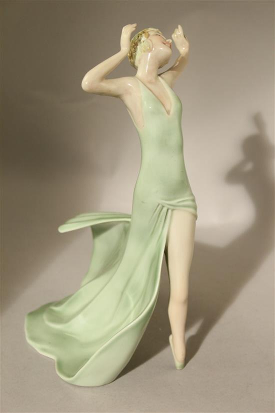 A rare Wade Art Deco underglaze porcelain figure of Joy, c.1939, 24.5cm